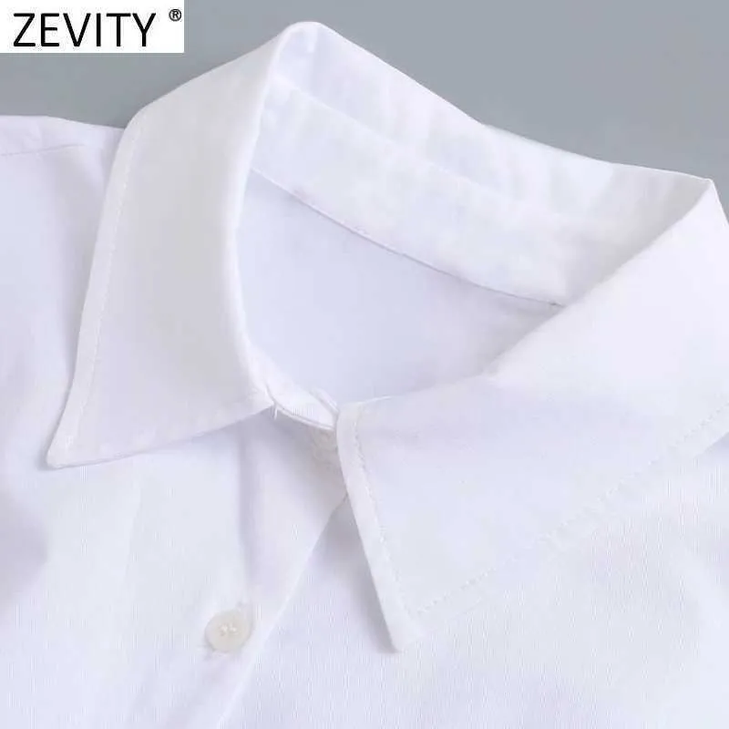 Zevity Femmes Mode Turn Down Col Blanc Plis Mini Robe Bureau Lady Chic À Manches Courtes Waisr Arc Attaché Casual Robe DS8105 210603