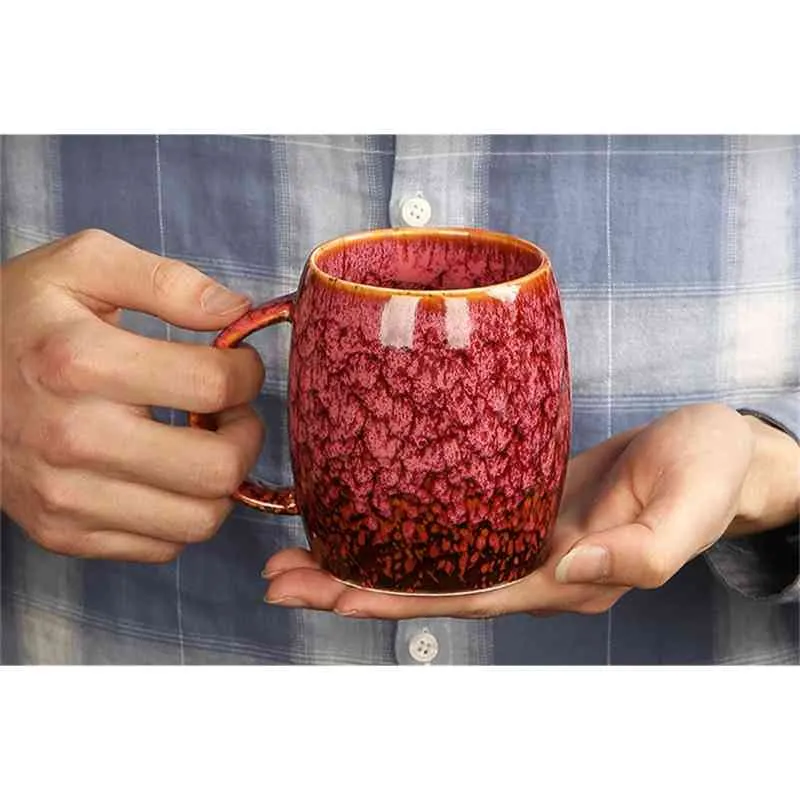 Creativo grande capacità semplice coppia in ceramica tazza da caffè in stile giapponese tazza da bere al forno 460 ml