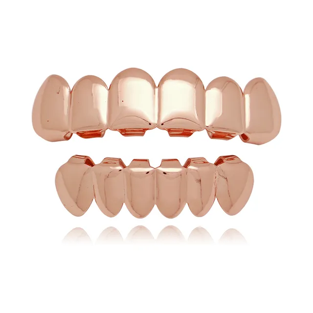 Mode Hip Hop Rapper Echtes Gold Versilbert Zähne Grillz Set für Männer Frauen Bling Zähne Grills Hohe Qualität264T