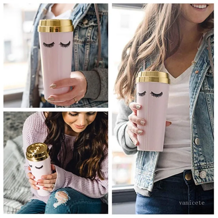 Travel Mug Reusable Smoothie Plastic Iced Eyelash Tumbler Double-walled Ice Cold Drink Coffee Cup Sea Shipping T2I51821