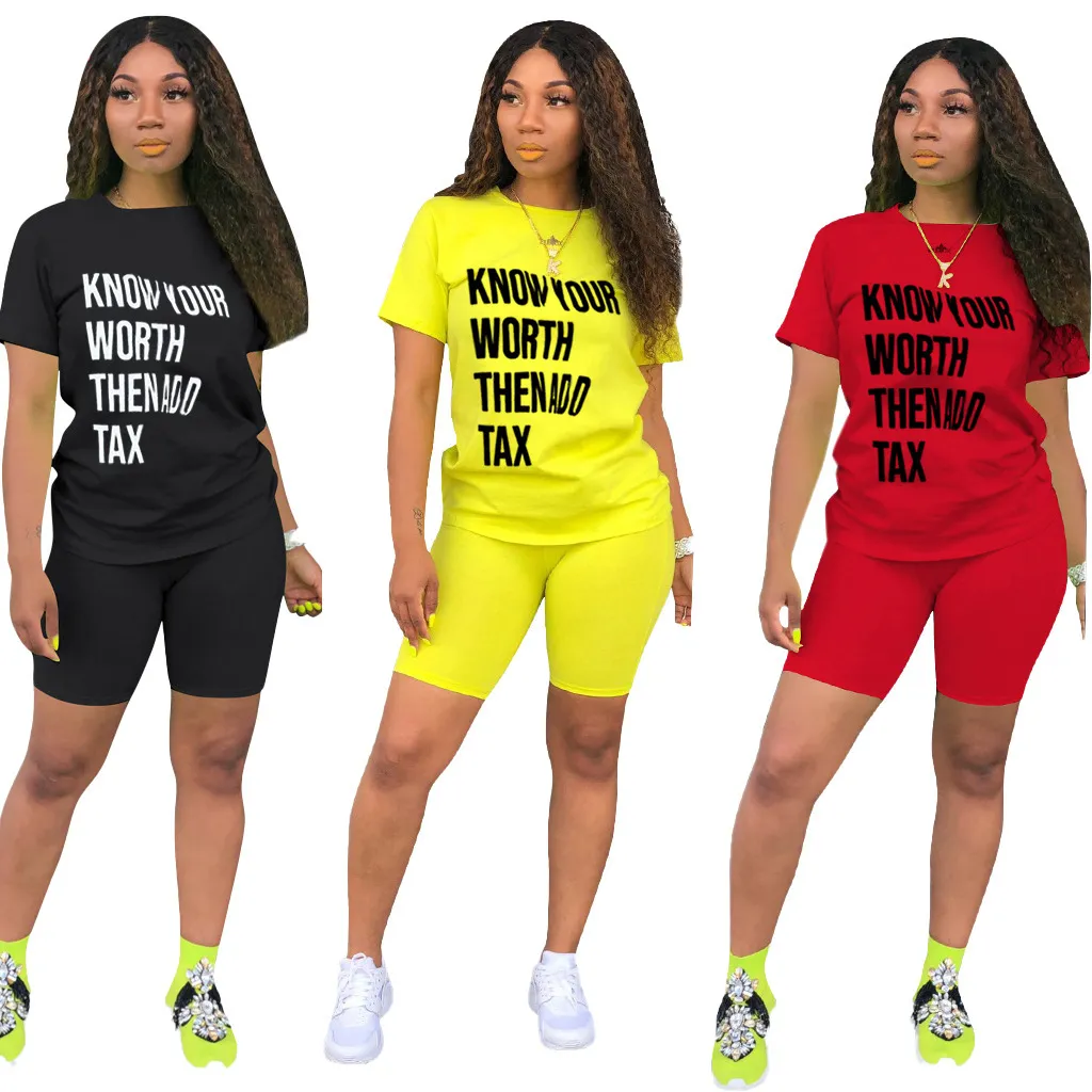 Roupas casuais Duas peças conjunto de verão roupas para mulheres tracksuit plus tamanho top biker shorts suor ternos conjuntos de correspondência x0428