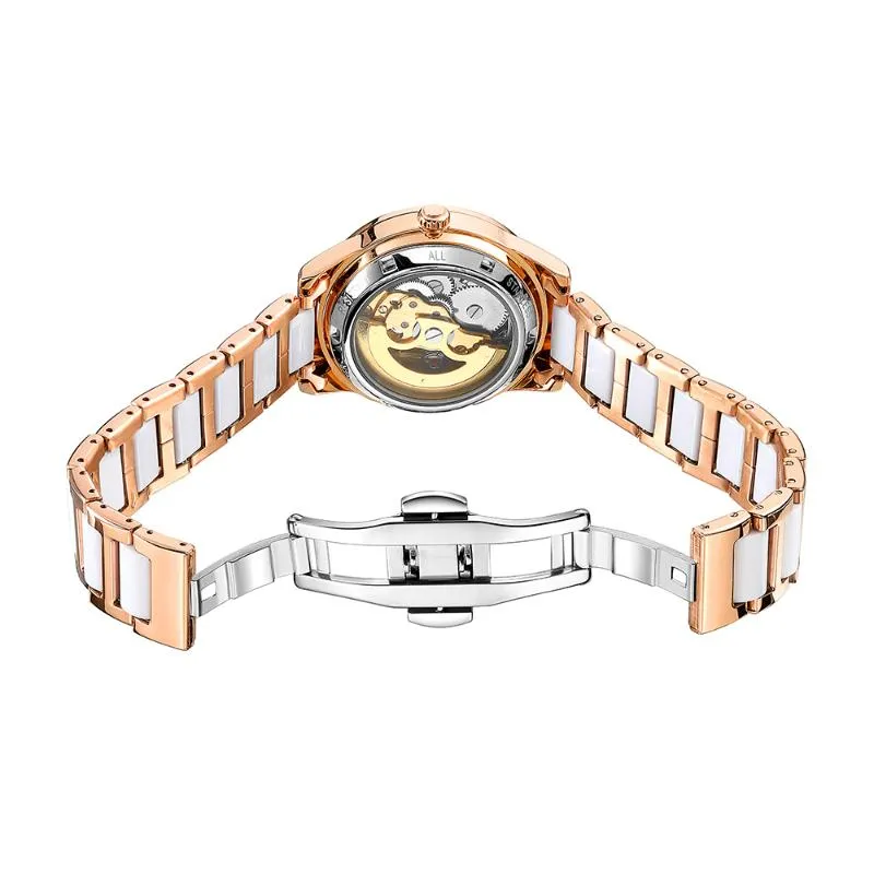 Armbanduhren Top Marke ORKINA Frauen Automatische Mechanische Uhren Edelstahl Mode Hohl Selbstaufzug Damen Leuchtende Hand2527