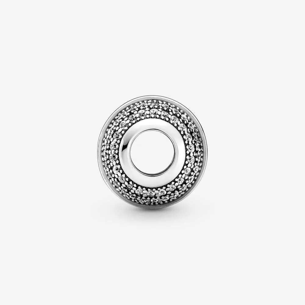 100% 925 Sterling Silver Pave Logo Charms Fit Original Bracelet à breloques européen Mode Femmes Mariage Fiançailles Bijoux Accessor275o