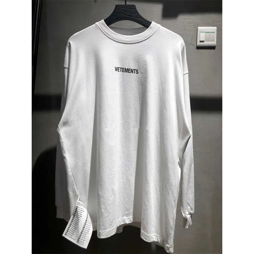 VETEMENTS t-shirt hommes femmes avant imprimé VETEMENTS à manches longues étiquette en papier étendue VTM T-shirts X0726