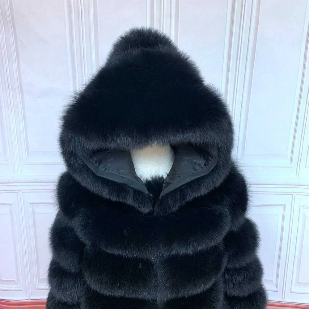 Huva ankomst äkta päls långärmad krage kvinnor vinter kort kappa modemodell hög kvalitet päls coat 211019