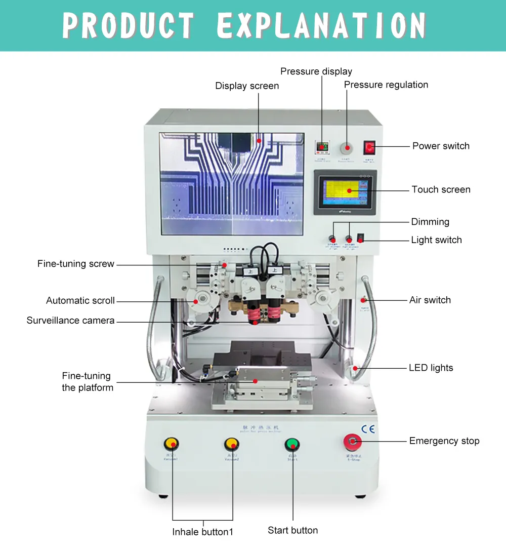 fabrieksprijs tab cof acf lcd bonding machine voor fpc naar pcb hsc flexibele printplaat draad hotpress lassen