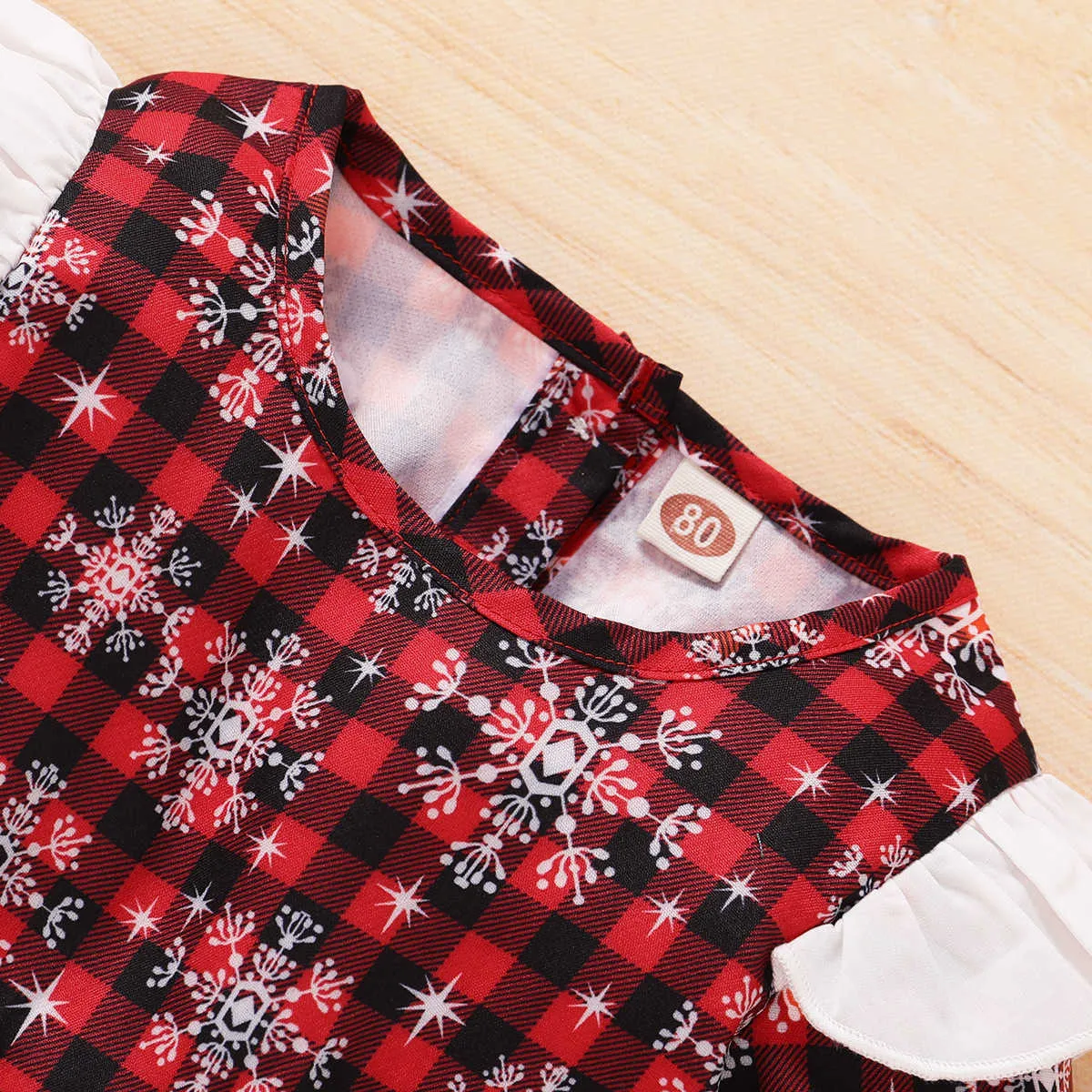 NATALE Principessa Plaid Fiocco di Neve Arco Increspato Vestito Del Bambino Delle Ragazze Dei Capretti Vestiti Di Natale Bambini Vestito Casuale 6M-3Y G1026