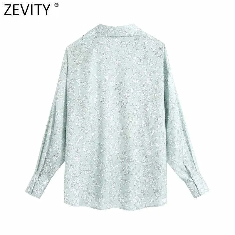 Zevity Kobiety Moda Kwiatowy Drukuj Luźna Bluzka Kobieta V Neck Soft Satin Kimono Koszulka Casual Retro Lato Blusas Topy LS9397 210603