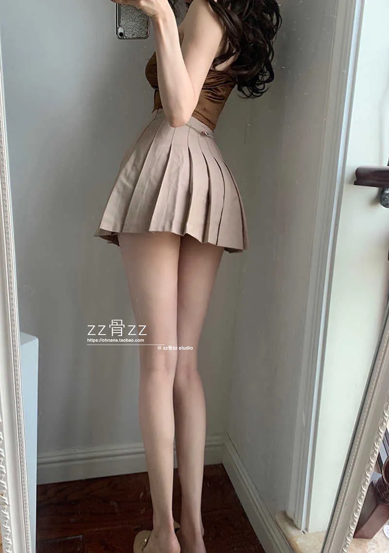 Verão francês cintura alta plissada mini saia boho mulheres sexy mulheres coreanas harajuku saias góticos kawaii bohemian lp49 210603