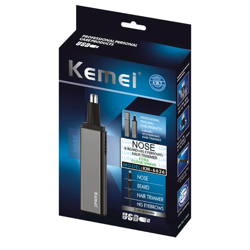 Kemei 4 en 1 électrique nez rasoir rasoir Rechargeable épilation favoris oreille sourcil tondeuse à barbe outil de soin du visage