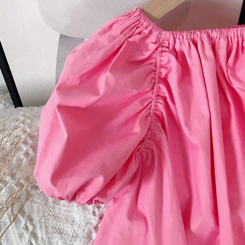 Jurk zomer effen kleur frilly prinses feest kid kleding voor meisjes kinderen ES 210528