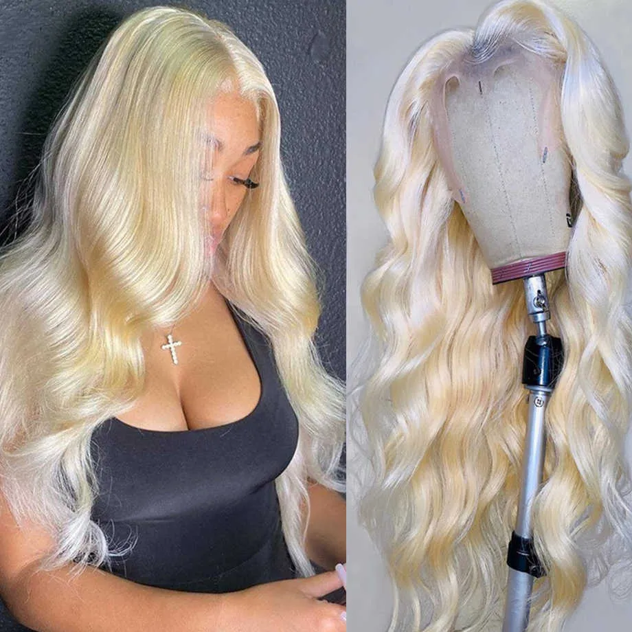 613 Lace Frontal Peruca Cabelo Humano Liso Lace Front Peruca Loira Onda Corporal 30 polegadas T Parte Transparente Sem Glueless Peruca Para Mulheres S0826