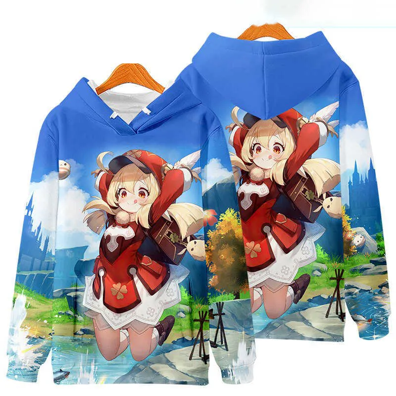 Anime Game Genshin Impact 3D Imprimer Sweats à capuche Kawaii Filles Streetwear Hommes Femmes Sweat-shirts surdimensionnés Sweat à capuche Enfants Garçons Tops Vêtements Y0816