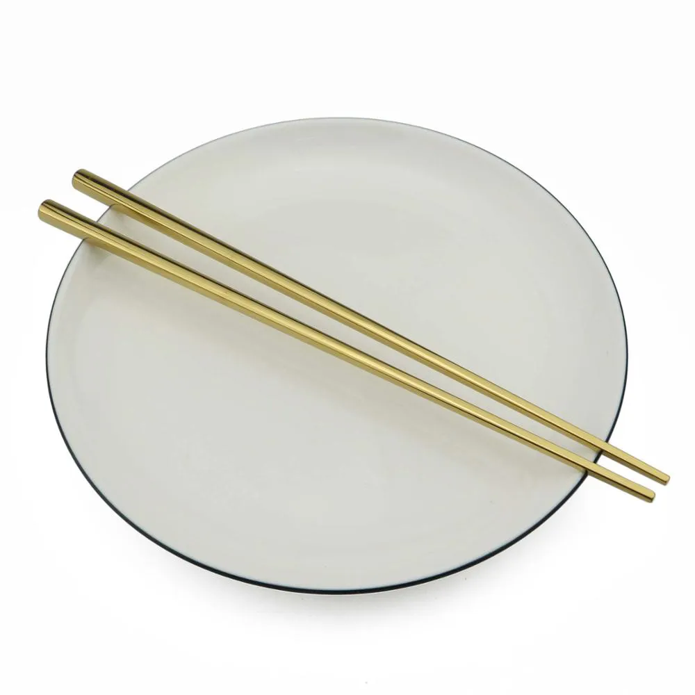 JANKNG 6 Paia23,5 cm Bacchette Quadrate Acciaio Inossidabile 304 Giapponese Colorato Argento Lucido Oro Rosa Nero Arcobaleno Bianco Rosso Blu Sushi Hashi Bacchette Riutilizzabili