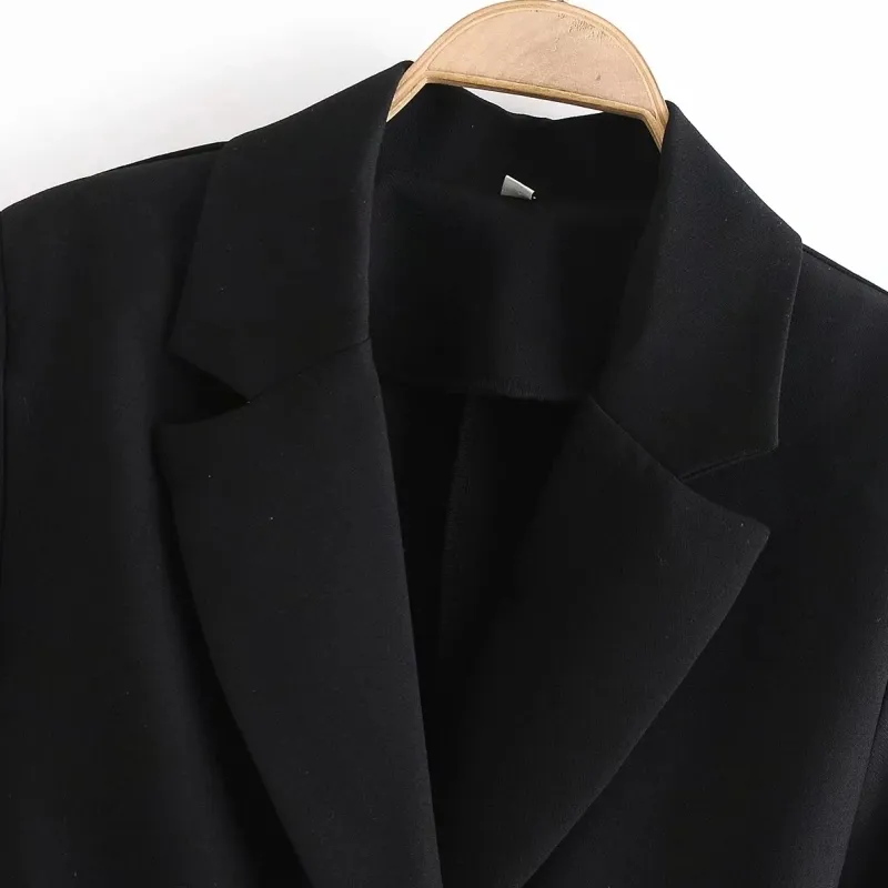 Vår mode kvinnor skräddarsydd krage svart avslappnad kostym miniklänning kvinnlig långärmad klädsel kontor dam löst vestido d7237 210430