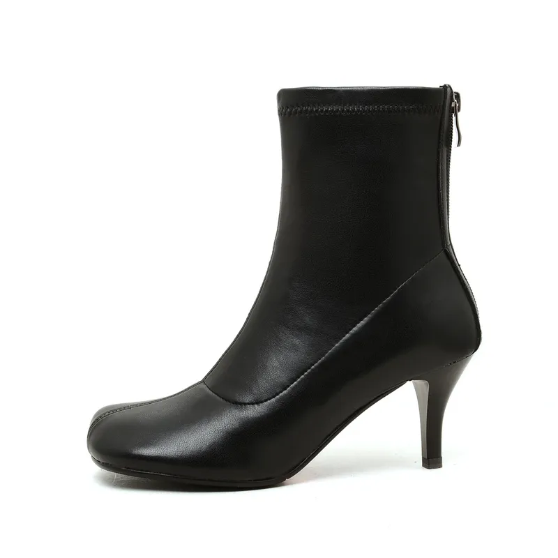 Morazora arrivée bottines bottes en cuir véritable mode bout carré talons hauts dames chaussures femmes bottes 210506
