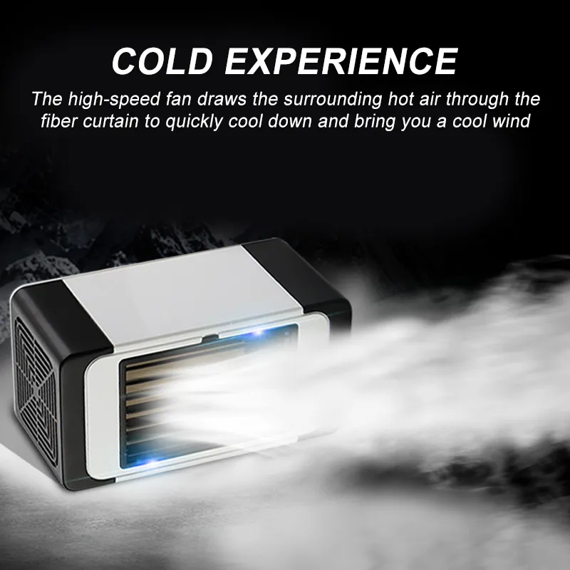 Mini USB Hava Soğutucu Taşınabilir Klima Nemlendirici Masaüstü Hava Soğutma Fanı Soğutucu Fan 2 Buz Kristalleri
