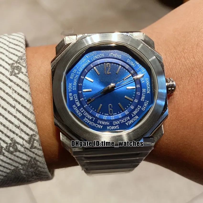Новые 41 мм OCTO Roma World Timer 103481 Кварцевые мужские часы с черным циферблатом, браслет из нержавеющей стали, высококачественные мужские спортивные часы 10 Co240L