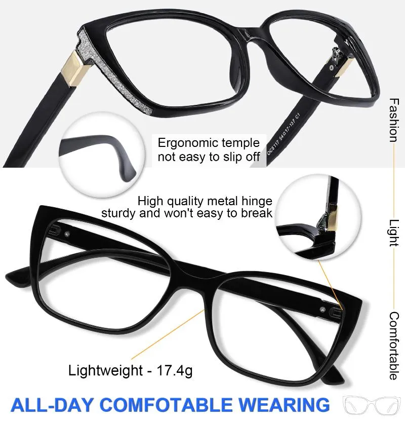 선글라스 마레 Azzuro 대형 독서 안경 여성 패션 브랜드 디자이너 고양이 눈 노회 안경 반짝이는 독자 1 0 1 213I