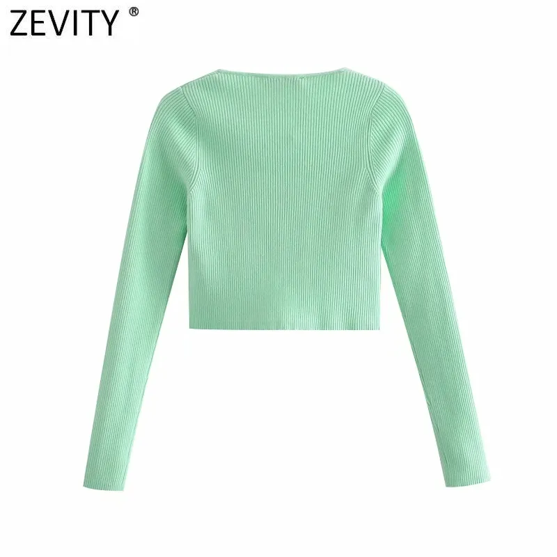 Women Vintage Square Collar Slim Short Green Knitting Sweater Female Chic Summer Thin Cardigans Cropped Tops S718 210420