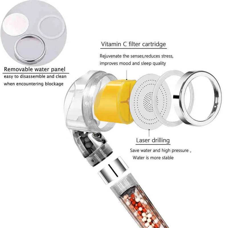 Badrum arom dusch huvud vitamin C citron doft anjon dusch huvud högtryck spara vatten doftfiltrering bad dusch h1209