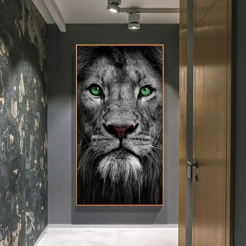 Zielone oczy plakaty lwów i grafika zwierzęta Płótno malarstwo drukowane sztuka ścienna obraz do salonu wystrój domu cuadros no rama2578128