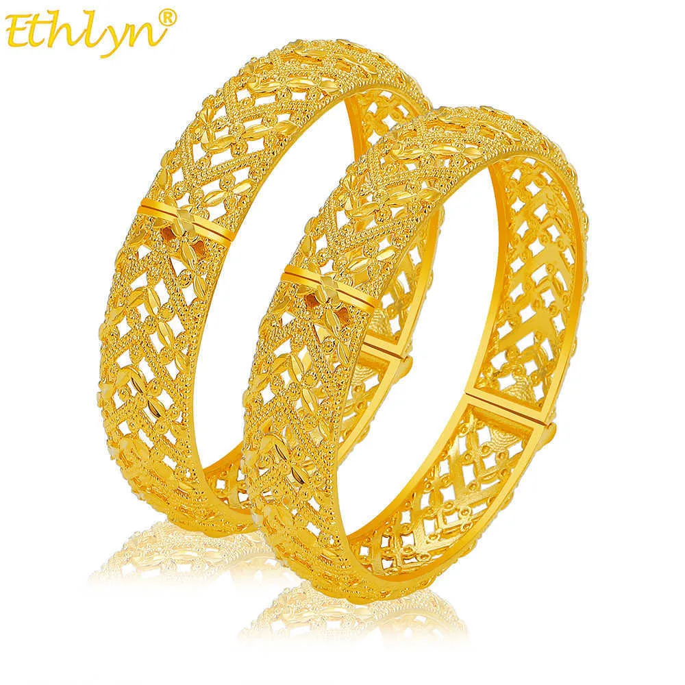 2 Pçs / lote pulseira de ouro Pulseiras para mulheres Acessórios Bride Wedding Bracelets Indiano / Etiópia / França / Africana / Dubai Jóias My42 Q0717