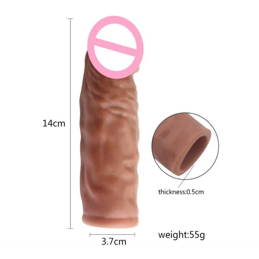 Articoli da massaggio Mini 14 cm Sot TPE TPE Realistic Dildo Penis Sleeve Reusibile giocattolo estensione del cazzo ingranditura del cazzo Penis Delay Ejacula5471704