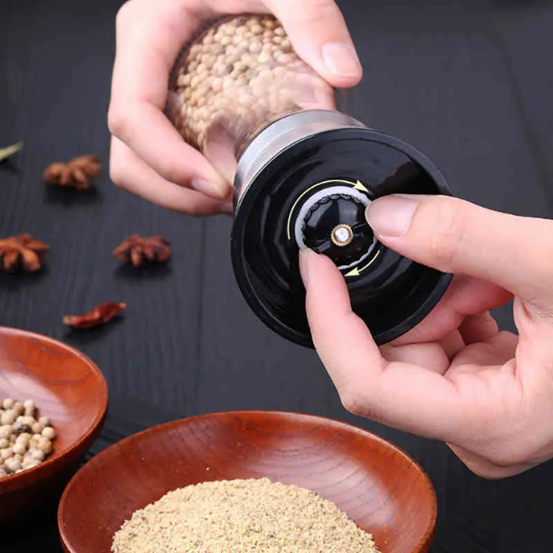 Pepper Mill Grinder Stainless Steel Manual Salt Seasoning Cooking Tools Kitchen Accessories 210423