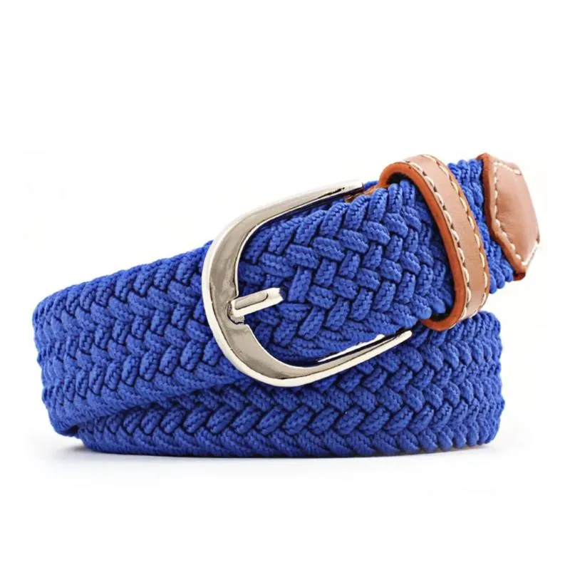 Belts Men Women Casual Knitted Pin Buckle Belt Woven Canvas Elastic Stretch Plain Webbing 2021 Fashion 100-120cm201A