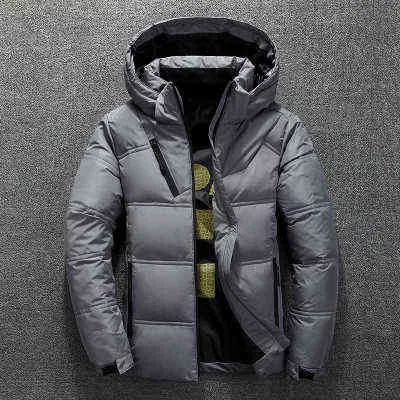 冬の暖かいジャケットコートカジュアル秋のスタンドカラーパッフ厚い帽子ホワイトアヒルパーカー男性の男性ダウンジャケットG1115