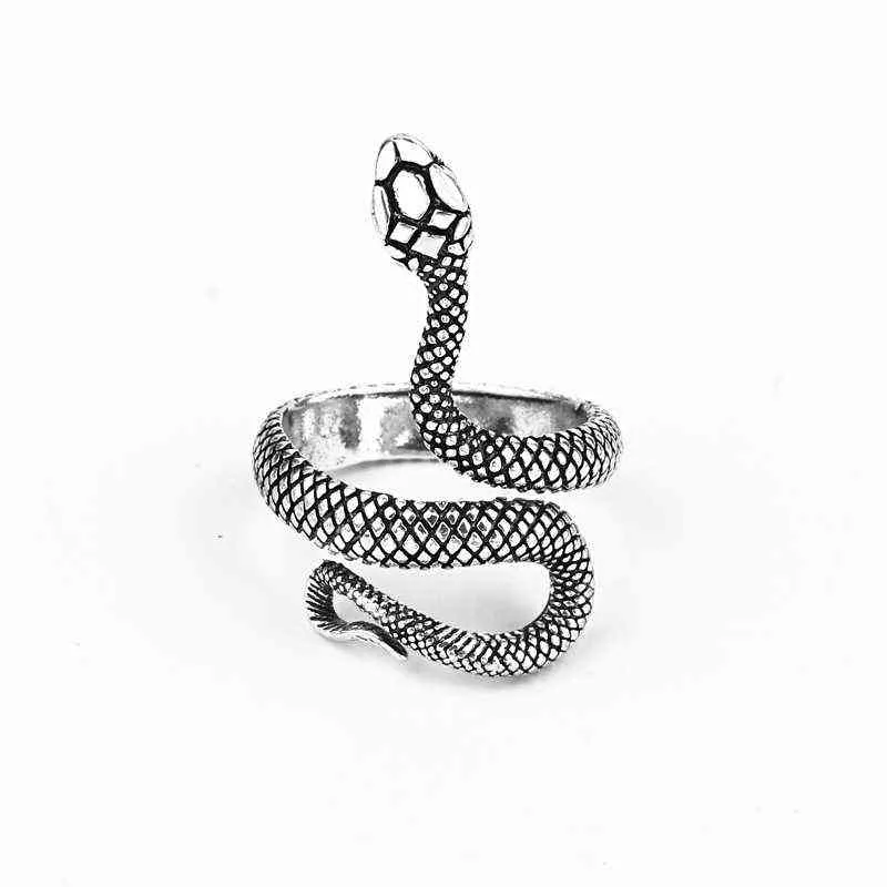 Rétro Punk Serpent Anneau pour Hommes Femmes Exagéré Antique Siver Couleur Mode Personnalité Stéréoscopique Ouverture Réglable Anneaux G1125