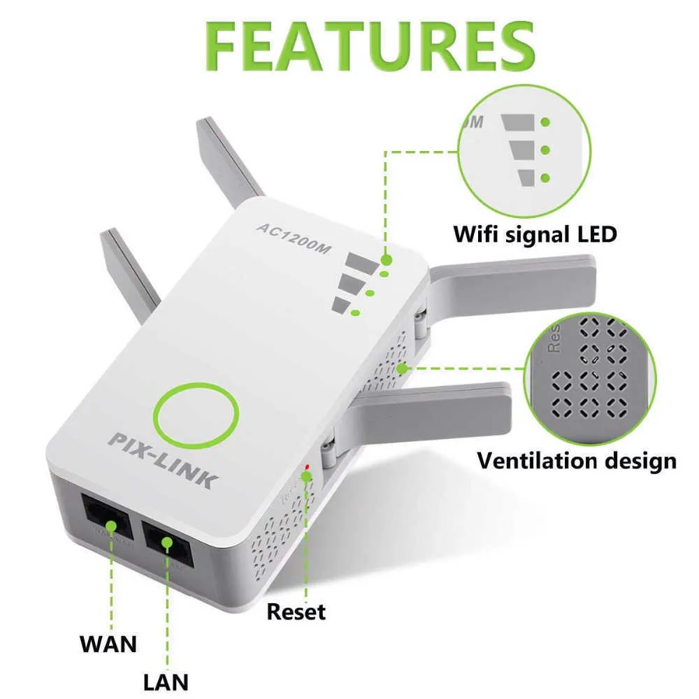 PixLink الأصلي 300 1200 ميجابت في الثانية جهاز WiFi Extender Signal Booster Wireless 290b