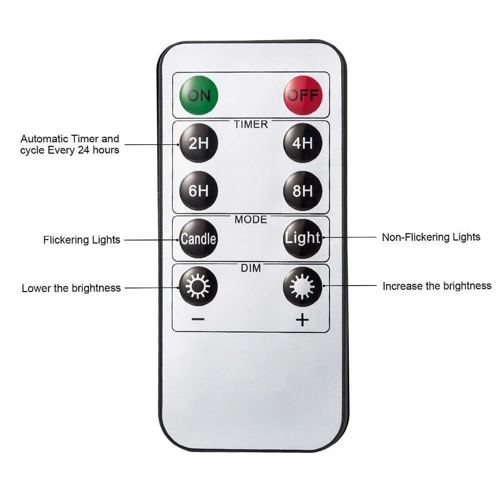 3 stks LED-kaars vlamloze flikkerende elektrische paraffine met afgelegen mooie nachtlampje huisdecoratie bruiloftsartikelen 210702