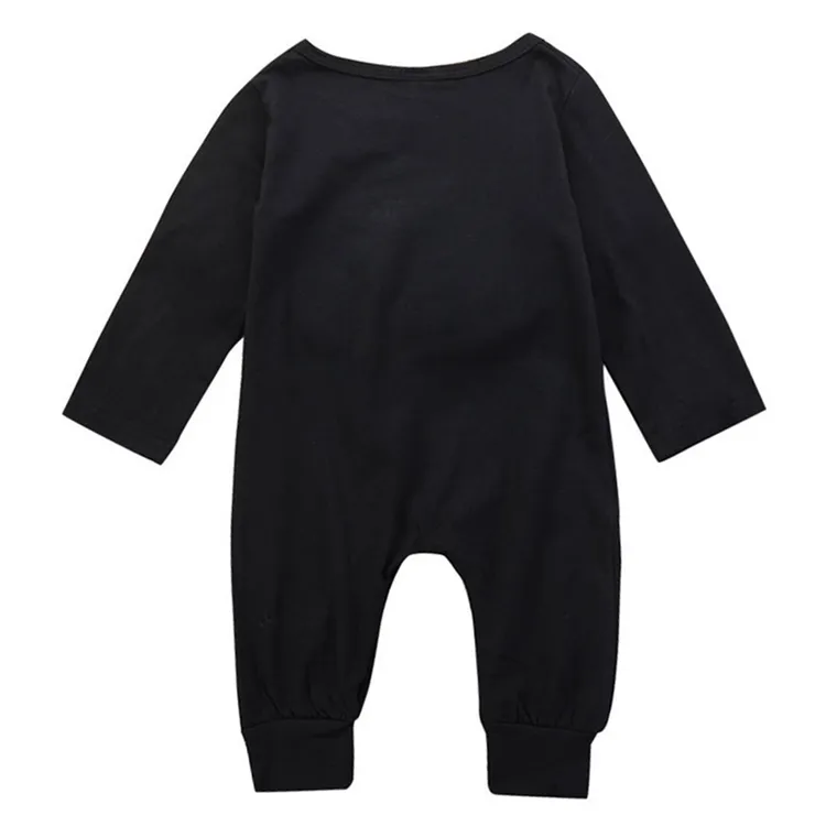 Barboteuse lettre noire bébé imprimé enfants combinaison infantile bébé garçons à manches longues enfant en bas âge mignon bébé infantile garçon vêtements de créateur