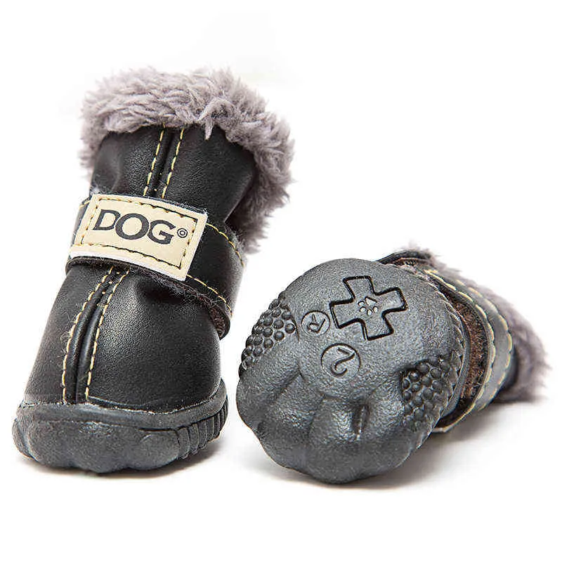 4 Pçs / set inverno sapatos de cão de estimação para pequenos g gatos Super Quente Botas de Neve Botas impermeáveis ​​Chihuahua Pug Supplies 211027