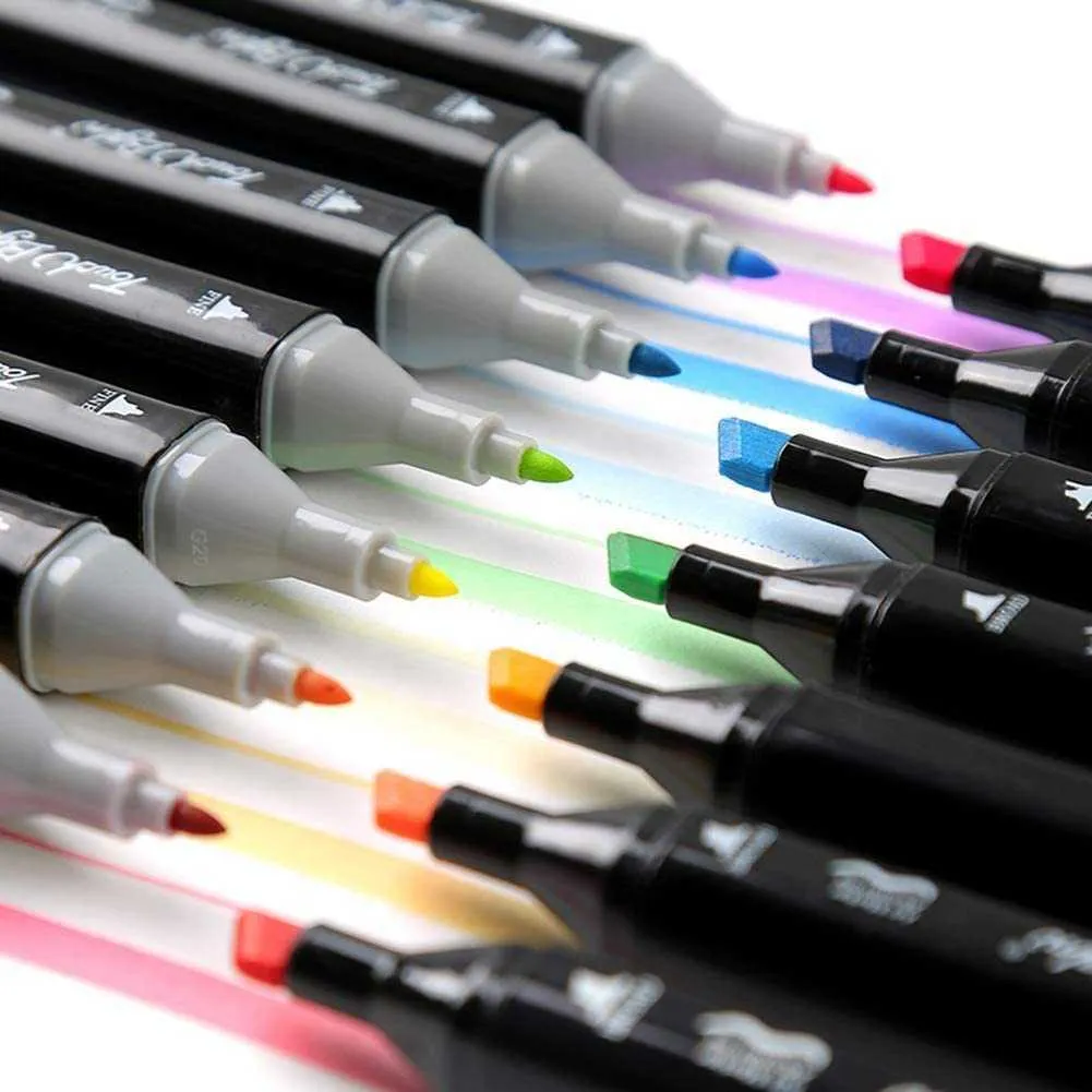 60/80/168 cores marcadores caneta definir crianças estudante álcool arte para desenho manga toque cinco marcador escola material 210904