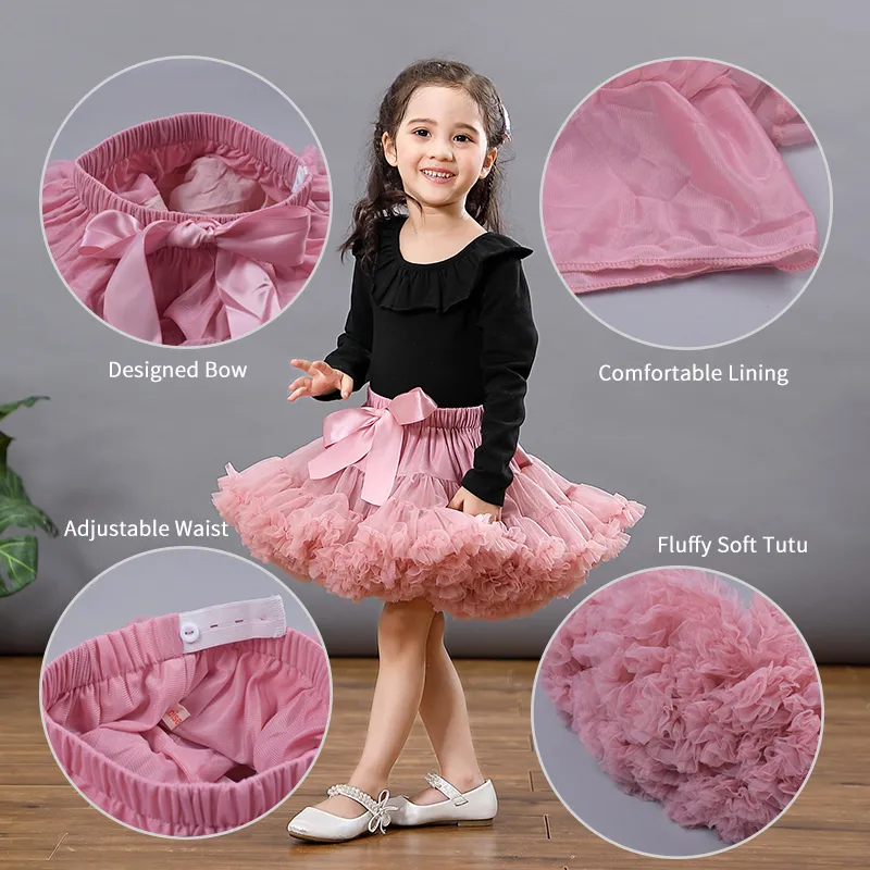 Meisjes Tutu Rokken Effen Pluizige Tule Prinses Baljurk Pettiskirt Kids Ballet Party Prestaties voor Kinderen W-PP001 220314