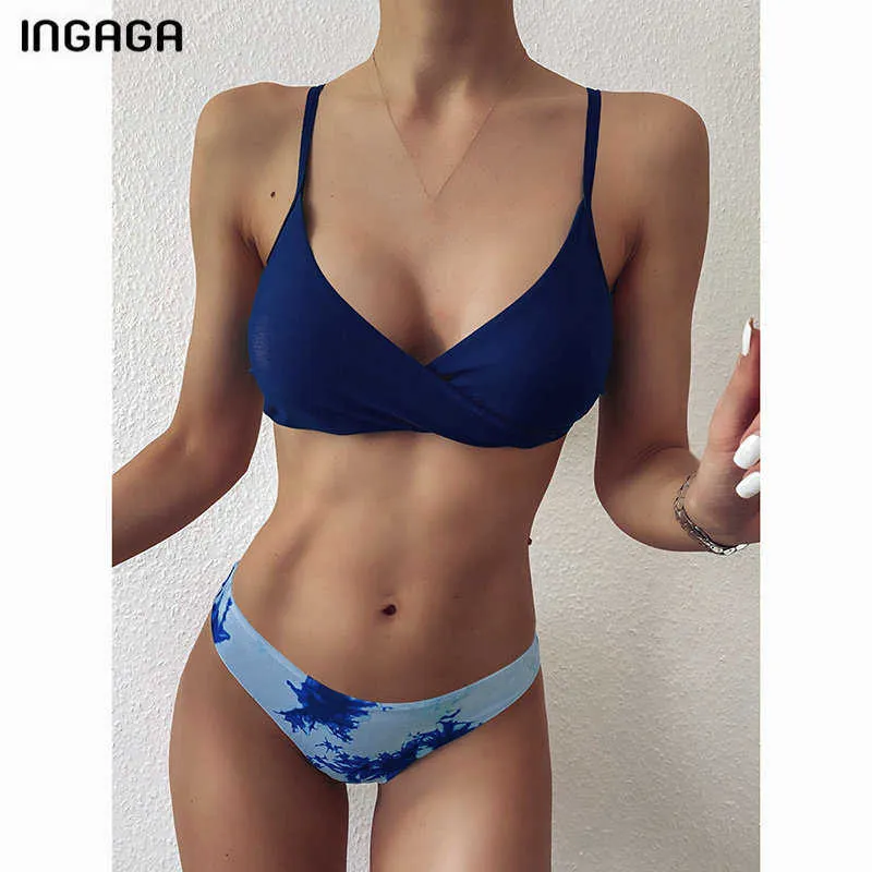 Ingaga Kravat Boya Bikini Mayo Kadın Mayolar Push Up Biquini Mayo Seksi Brezilyalı Bikini Seti Kayış Yüzme Takım Elbise 210621