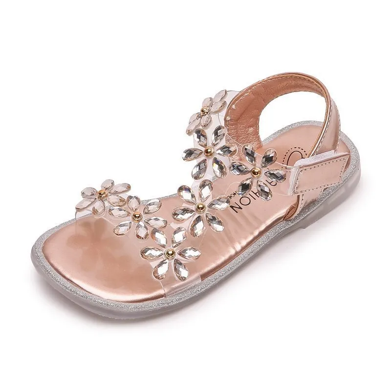 Girls039 sandales été 2021 nouvelles enfants 039s cristal fleur princesseUW809115160