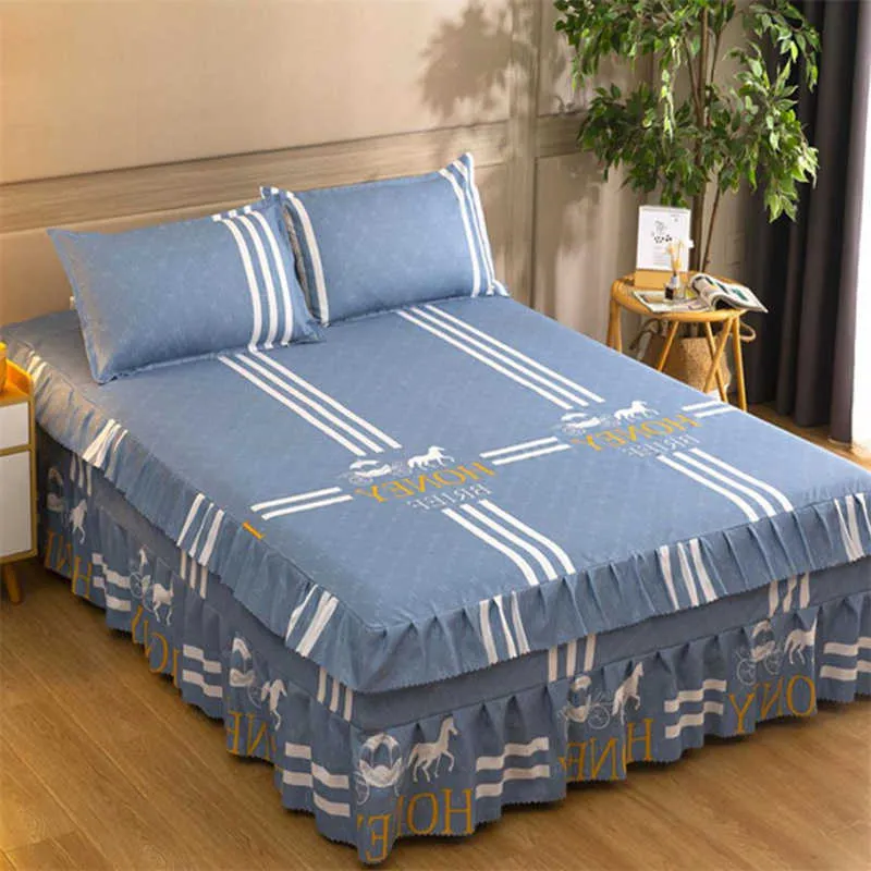 Bed Skirt Suit Fashion European American Style 1 Bedspread + 2 Pillowcase Bedding Bed Sheet Bedroom Decoration Supplies F0001 211007