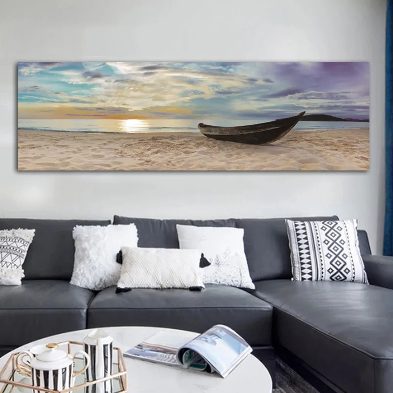 Pintura de cabeceira Barco Ponte Ponte Paisagem Poster Canvas Impressões de Arte Da Parede para Sala de estar Quarto Modern Home Decor