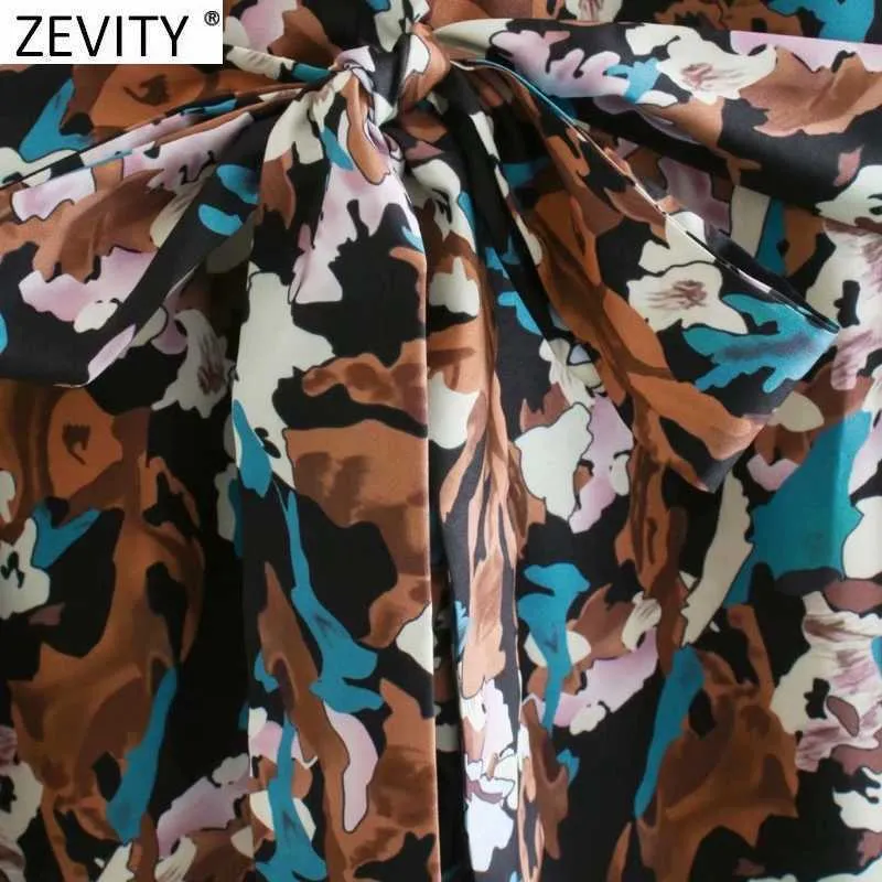 Zévity Femmes Vintage abstrait Graffiti Poche Chemise de poche robe Femme manches longues arc en caille Vestido Casual Chic Vêtements DS4902 210603