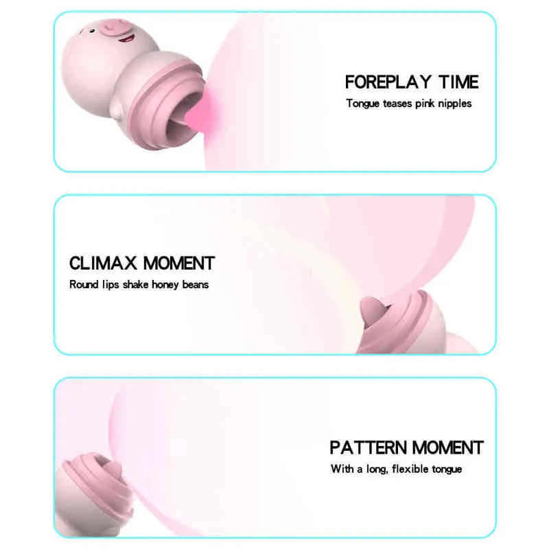 NXY Vibrators Cute Pig Tongue Lick for Women Anal Clitoris Nipple Massager Female Sex Toys Adult Product Erotic Machine Sextoys Sh9138980