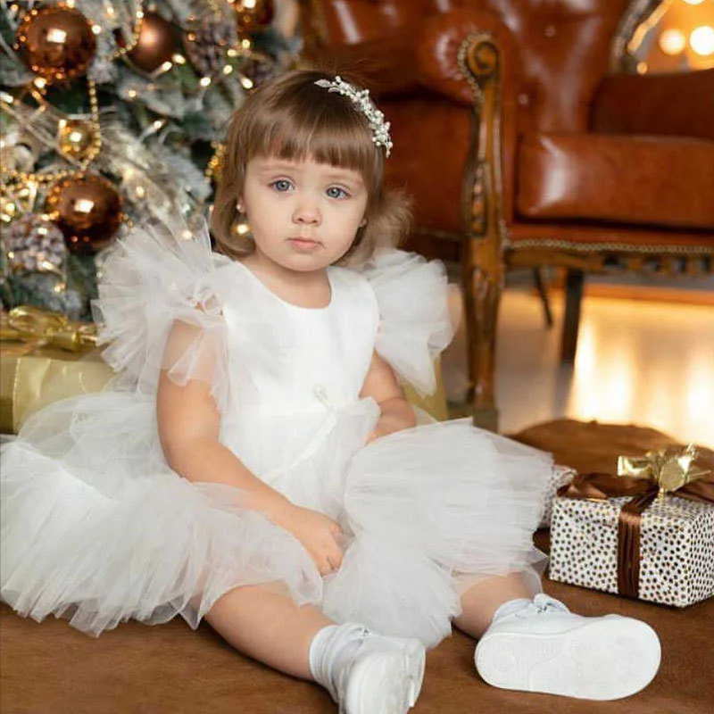 Kinderkleid für Mädchen, Netzgarn, modisch, Hochzeit, Blumenmädchen, Puffy-Kleider, 12 Monate – 6 Jahre, süßes Prinzessin-Geburtstagsparty-Kleid Q0716