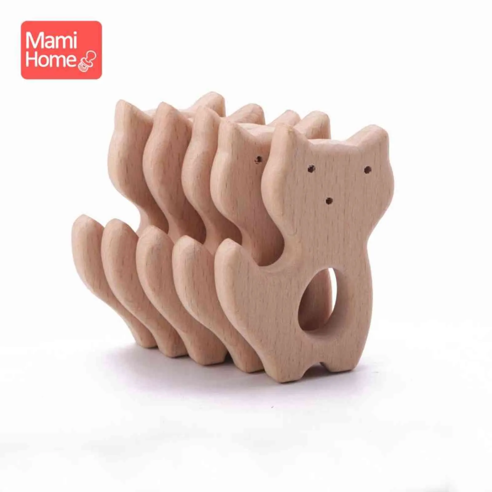 Baby Baby Teether Animal Beech Chupeta Pingente BPA Livre Wood Wood Dentes Em Branco Roedor Teether Toy Presente de Enfermagem de Brinquedo Infantil Bom 211102