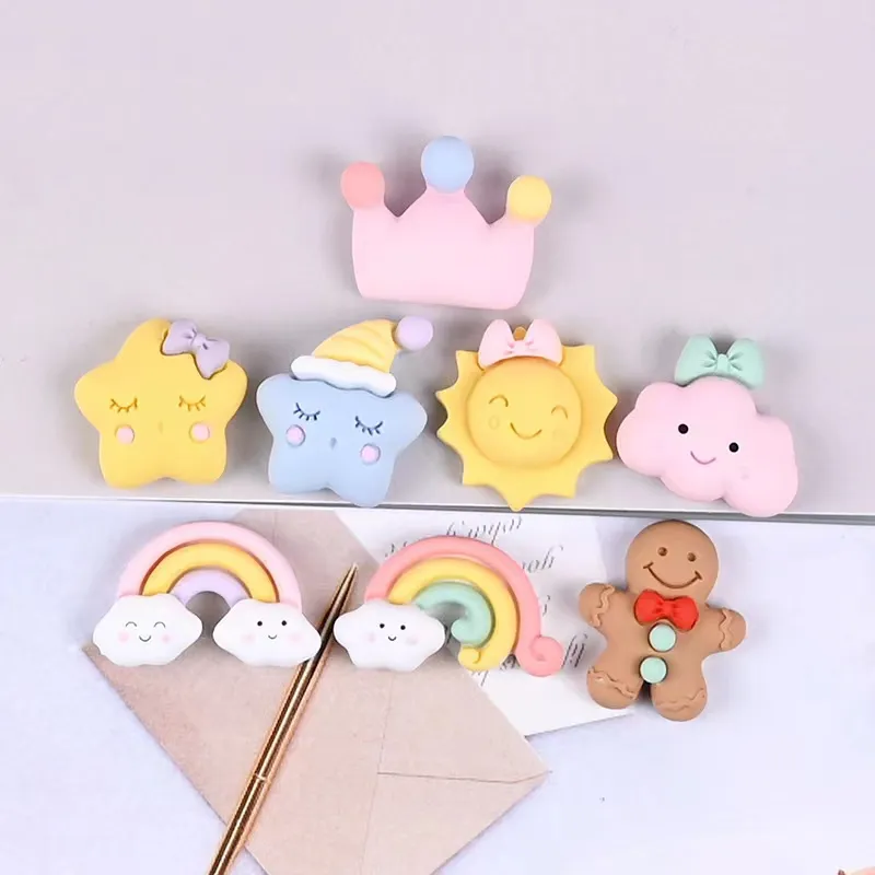 Lovely Star Sun The Gingerbread Man Resin Components Charms Jewelry Making DIY Earrings Keychain Decoration Cute Rainbow Clo192b