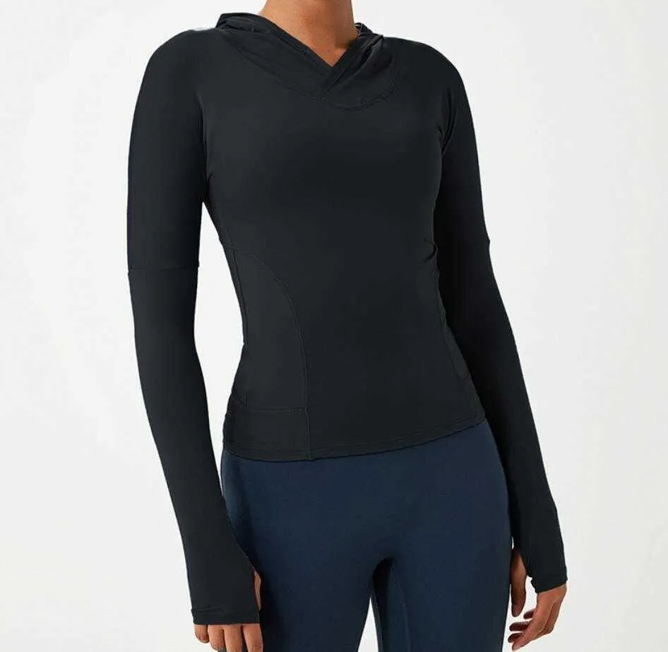 Kadın Spor Üst Uzun Kollu Yoga Kıyafetleri Elbise Ince Rahat Egzersiz Hoodie Çabuk Kuruyan Nefes Tayt Koşu Fitness Salonu Giyim Kadın Gömlek