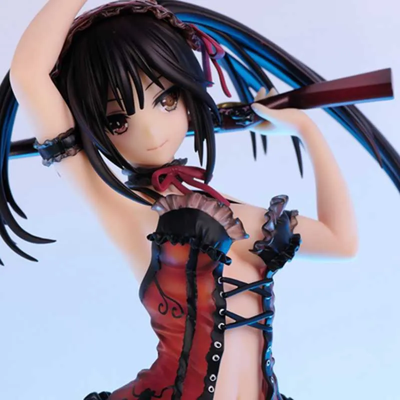Anime Game Character Tokisaki Kuzou Action Model Figur Handgjorda leksak Black Red Lace Suit Model Room Decoration Sticker