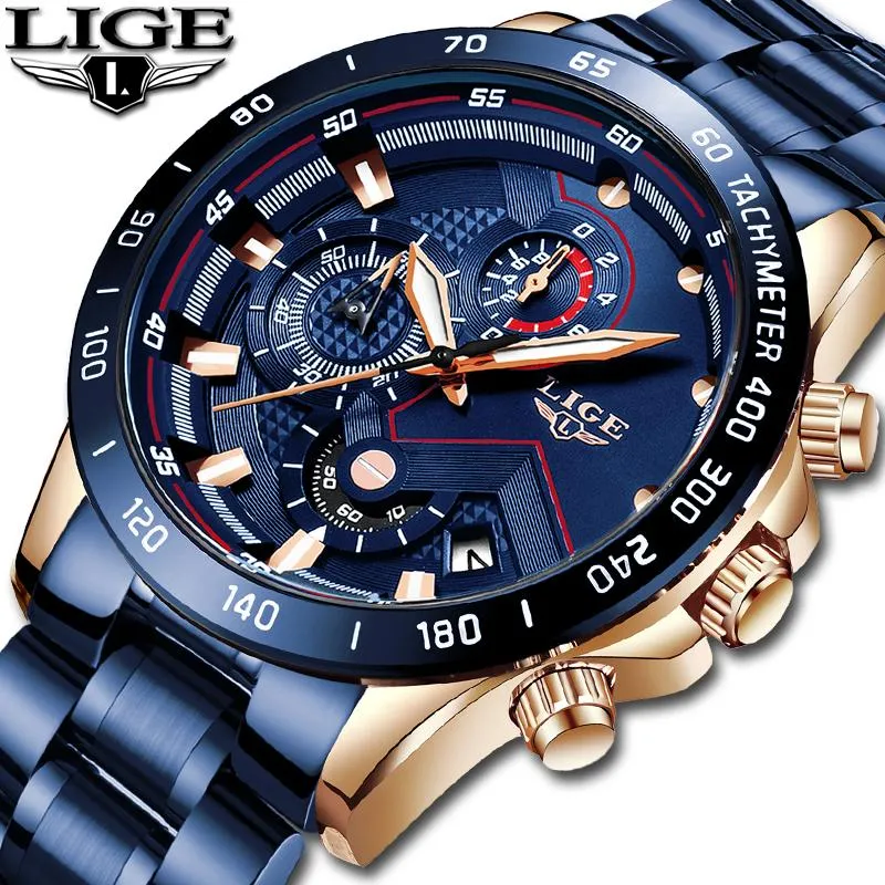 Classic Blue Mens Watches Top Fashion Military Chronograph Watch For Men Automatic Date Sport Wristwatches271N